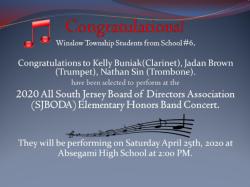 Congratulations School #6 Band Honor Students!